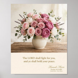 Poster Bible KJV - Exode 14:14 Floral