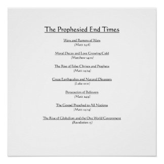 Poster BIBLE : Les temps de fin