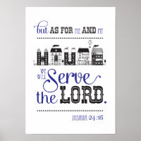 Poster Bible Scripture Me and My House Joshua 24
