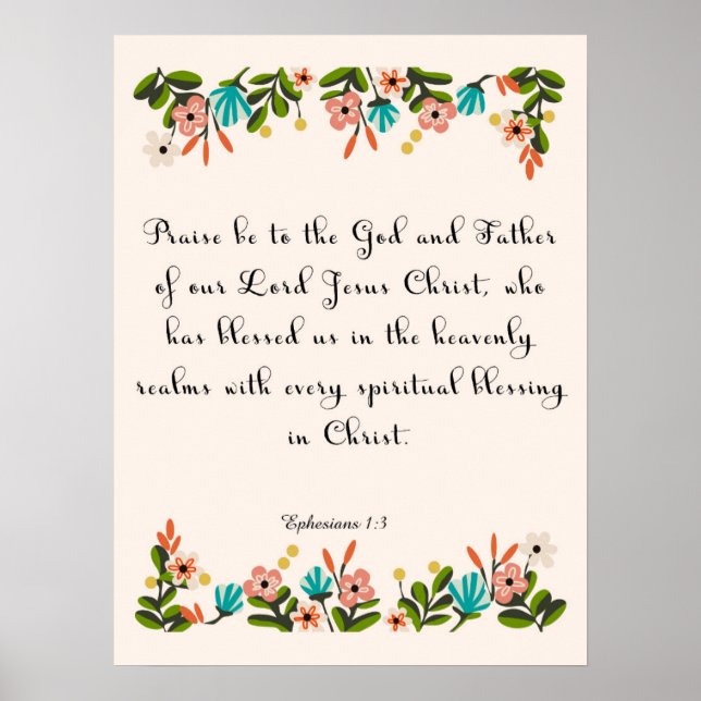 Poster Bible Verse Art - Ephésiens 1:3 (Devant)