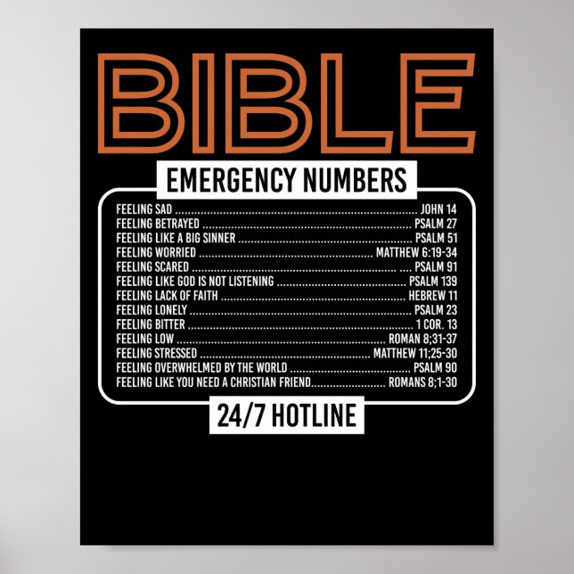 Poster Bible Verse Bible Numéro d'urgence Dieu (Devant)