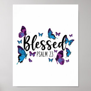 Poster Bible Verse Bienheureux Psaume 23 Papillon