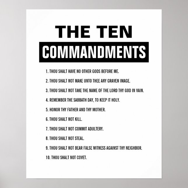 Poster Bible Verse Chrétien Religieux Dix Commandements (Devant)