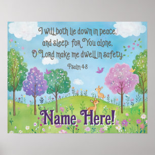 Poster Bible Verse Citation Baby Girl Nursery Woodland Ar