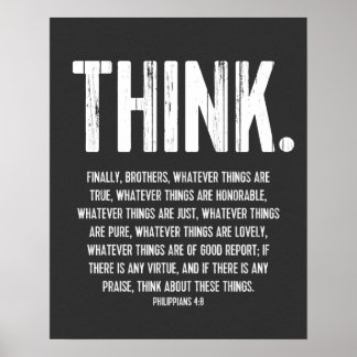 Poster Bible Verse, Écriture Philippiens 4:8 Moderne