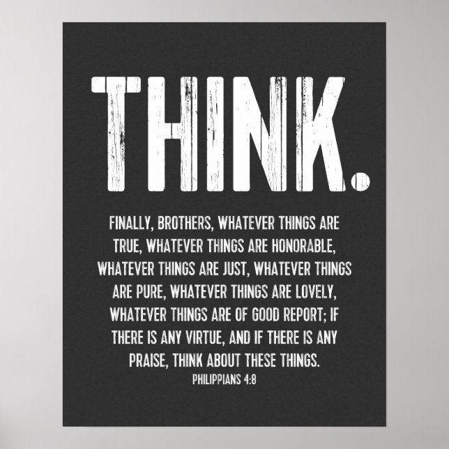 Poster Bible Verse, Écriture Philippiens 4:8 Moderne (Devant)