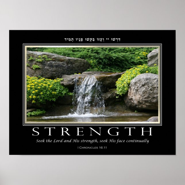 Poster Bible Verse Force Anglais Hébreu Inspirationnel (Devant)