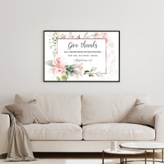 Poster Bible Verse Mur Art, 1 Thessaloniciens 5:18