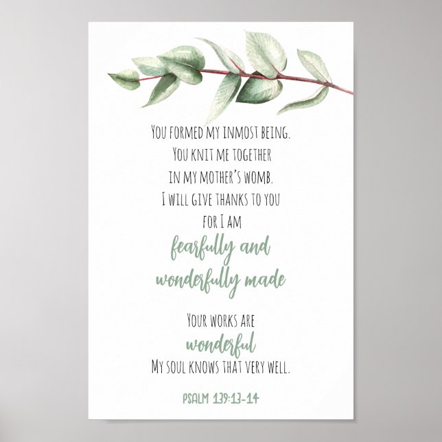 Poster Bible Verset Écriture Mur Art Green Eucalyptus (Devant)