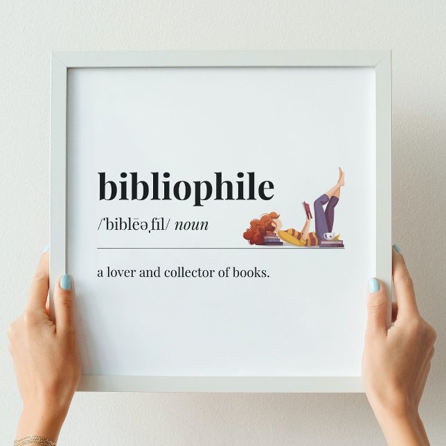 Poster Bibliophile Définition un amoureux des livres (Créateur téléchargé)