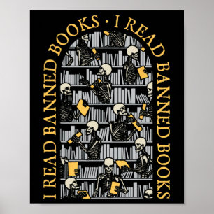Poster Bibliothécaire Halloween Je Lis Nned Livres Skelet