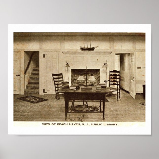 Poster Bibliothèque, Beach Haven, NJ Vintage (Devant)