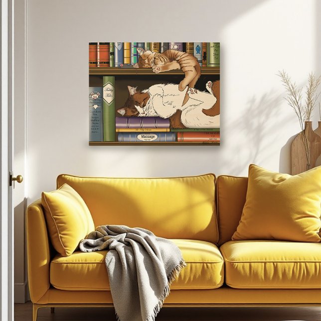 Poster Bibliothèque de chats de plateau de livres (Créateur téléchargé)