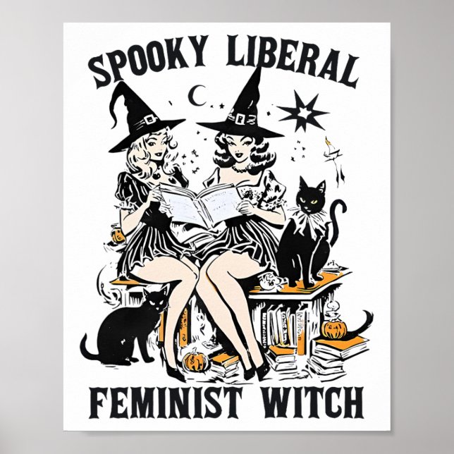 Poster Bibliothèque éffrayante libérale féministe sorcièr (Devant)