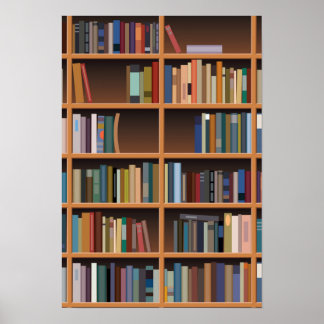 Poster Bibliothèque haute illustrée