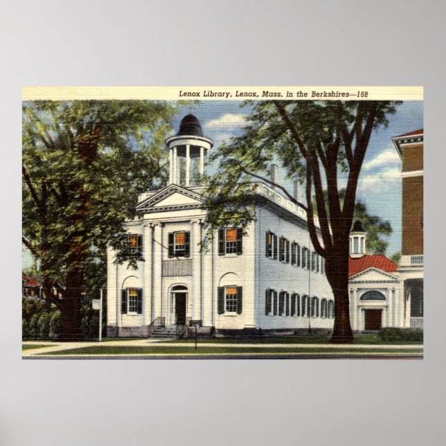 Poster Bibliothèque, Lenox, Massachusetts 1932 Vintage (Devant)
