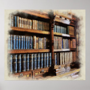 Poster Bibliothèque médiévale et livres de l'Antiquité