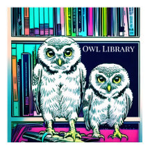 BIBLIOTHÈQUE OWL deux chouettes, livres