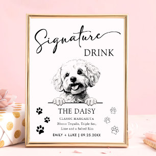 Poster Bichon Frise Chien Mariage Signature Boisson Signa