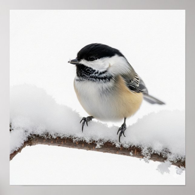 Poster Bickadee en hiver (Devant)