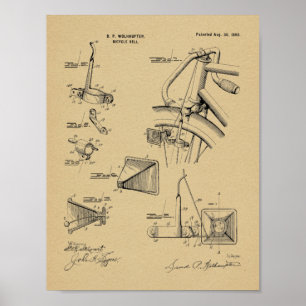 Poster Bicycle Bell 1898 Dessin d'art breveté Imprimer