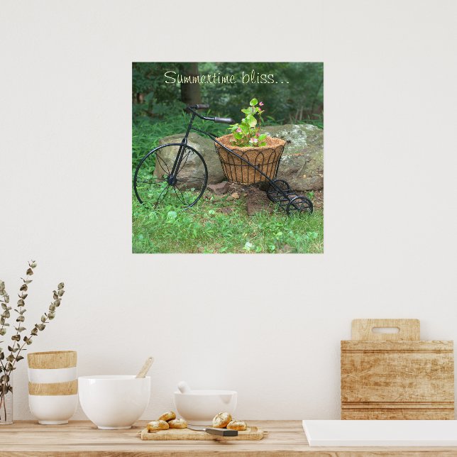 Poster Bicycle Pink Blume in Basket (Küche)