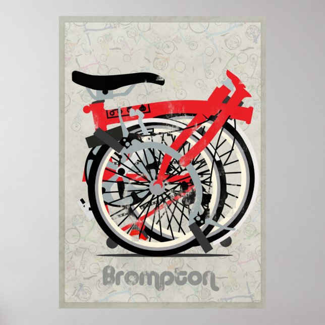Poster Bicyclette de Brompton pliée (Devant)