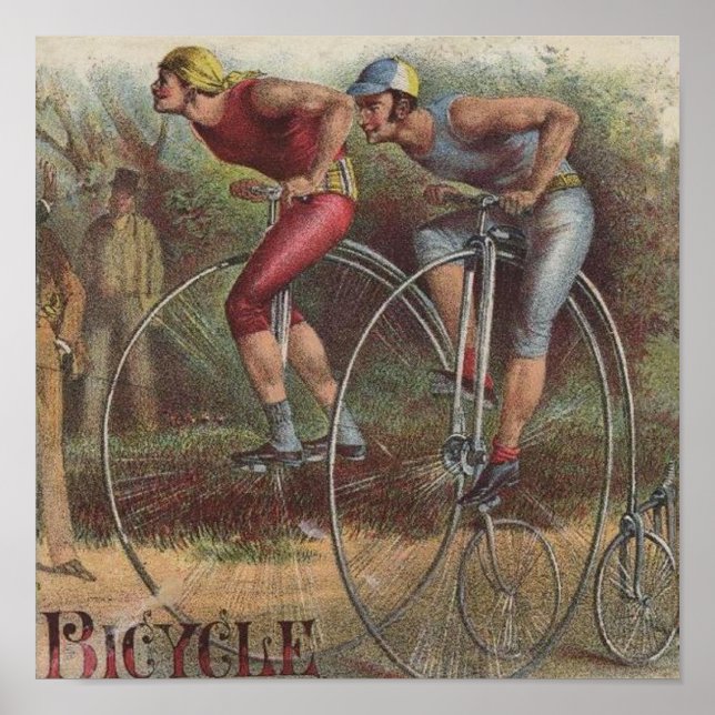 Poster Bicyclettes victoriennes haute roue (Devant)