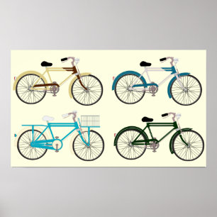 Poster Bicyclettes vintages