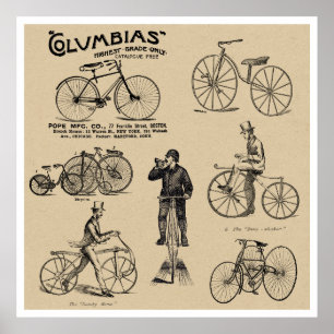 Poster Bicyclettes Vintages Columbias