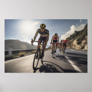 Poster Bicyclistes sur la route avec espace de copie