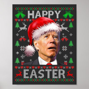 Poster Biden drôle confondu Joyeux Noël Pâques laid T