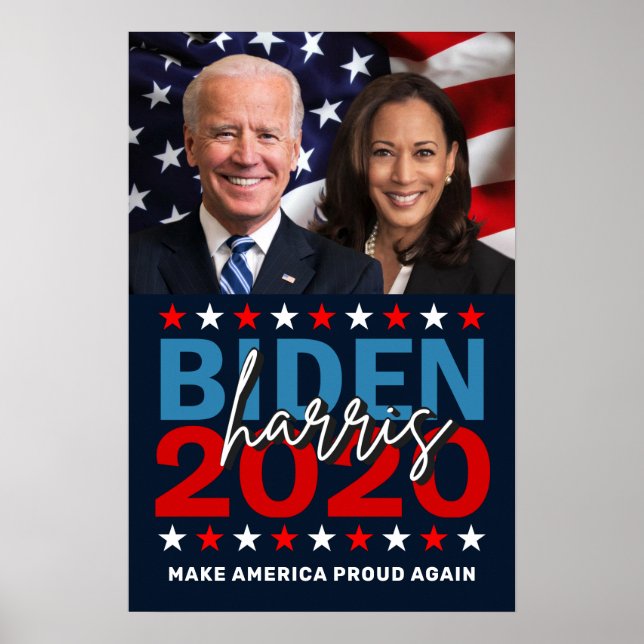 Poster Biden Harris 2020 Election Patriotic Flag Photo (Devant)