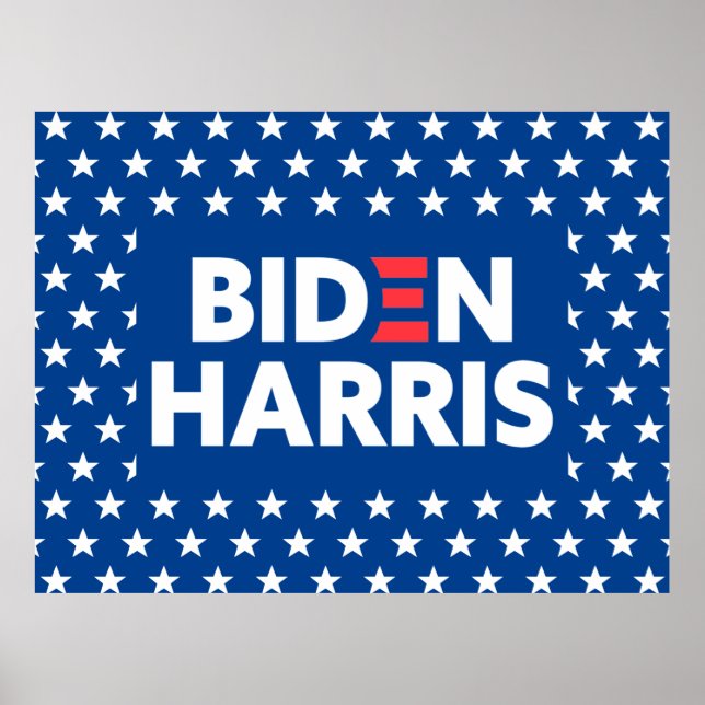 Poster Biden / Harris White Stars Motif Blue (Devant)