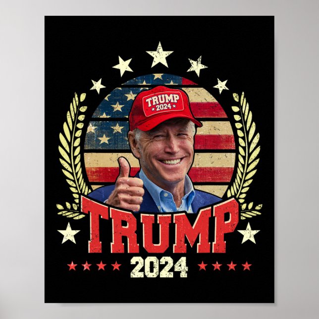 Poster Biden Portant Trump Chemise Casquette Rouge Drôle  (Devant)