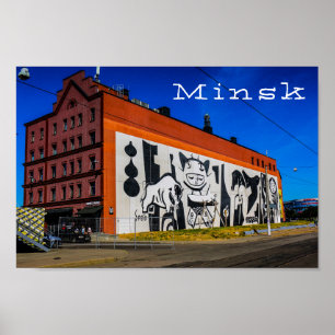 Poster BiélorБ е л а р ь у с de Minsk Architecture Gra