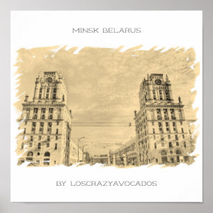 Poster Biélorussie Minsk Ville Architecture Nature Affich
