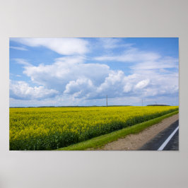 Poster Biélorussie Route Canola Fields Ciel
