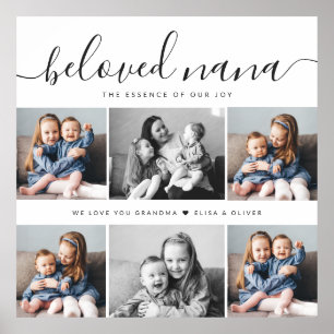 Poster Bien-aimée Nana Grand-mère Custom Family Photo Kee
