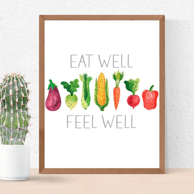 Poster Bien Manger Sentez Bien Aquarelle Légumes bio (Créateur téléchargé)