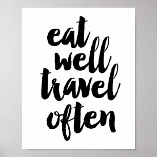 Poster Bien manger voyager souvent