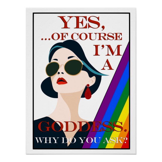 Poster Bien sûr que je suis une déesse Retro Gay pride Vi (Devant)