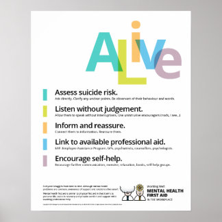 Poster Bien Travailler : Santé mentale Premiers soins