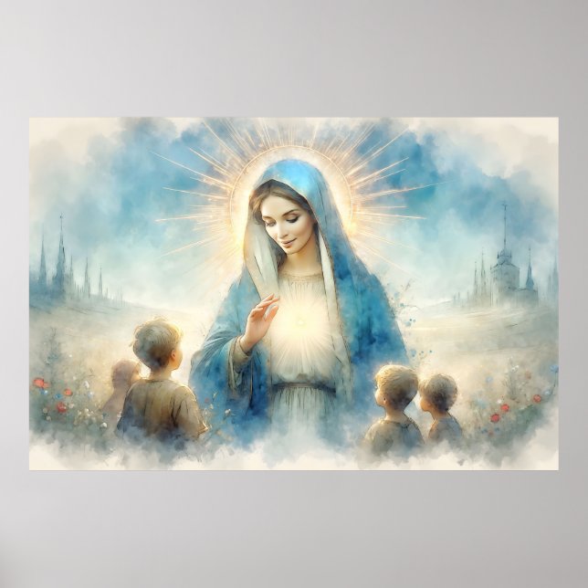 Poster Bienheureuse Vierge Marie avec enfants (Devant)