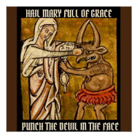 Bienheureuse Vierge Marie Punching le diable dans