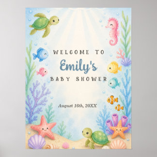 Poster Bientôt de retour parmi nous Baby Shower Bienvenue
