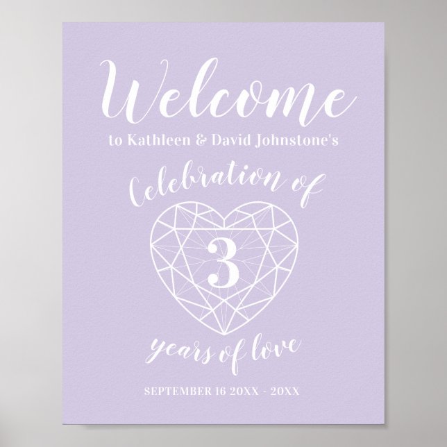 Poster Bienvenue 3ème anniversaire de la coutume de coeur (Devant)