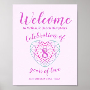 Poster Bienvenue 8 ans d'amour 8e anniversaire coeur