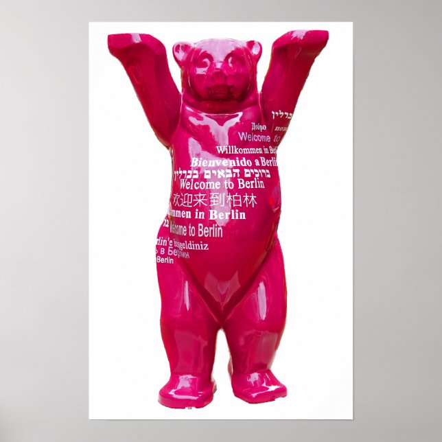 Poster Bienvenue à Berlin Teddy Bear, retour blanc (Devant)
