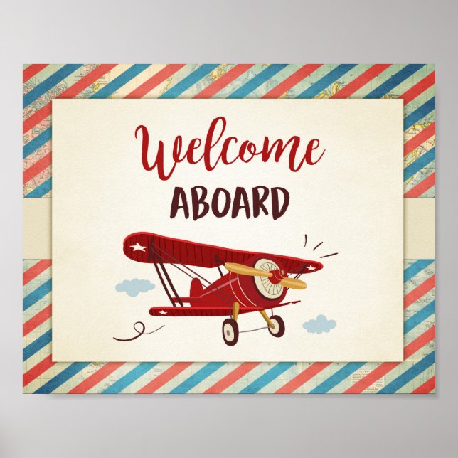 Poster Bienvenue à bord du Baby shower d'anniversaire de  (Devant)